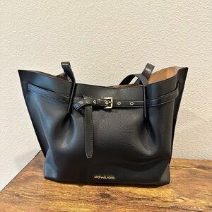 Michael Kors Black Tote with Gold Accents